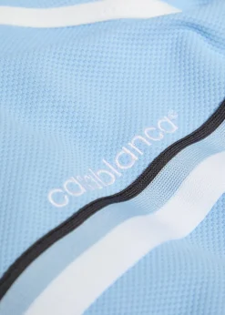 Logo-embroidered panelled piqué woven track jacket