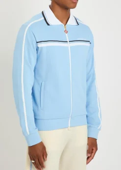Logo-embroidered panelled piqué woven track jacket