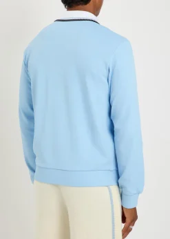 Logo-embroidered panelled piqué woven track jacket