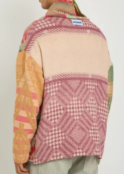 Logo-embroidered patterned cotton-blend cardigan