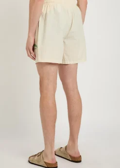 Logo-embroidered pinstriped cotton shorts