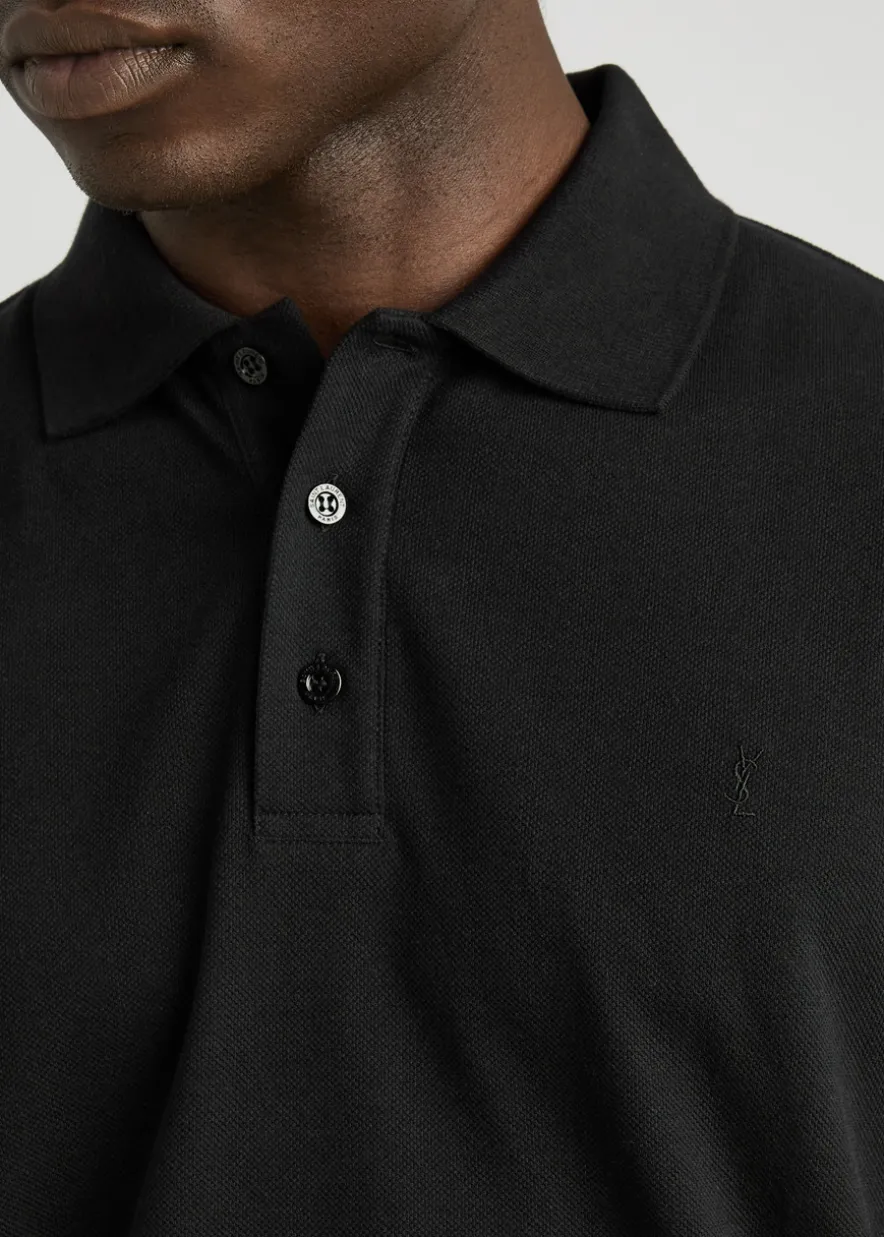 Logo-embroidered piqué cotton polo shirt
