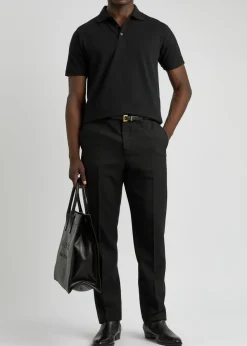 Logo-embroidered piqué cotton polo shirt