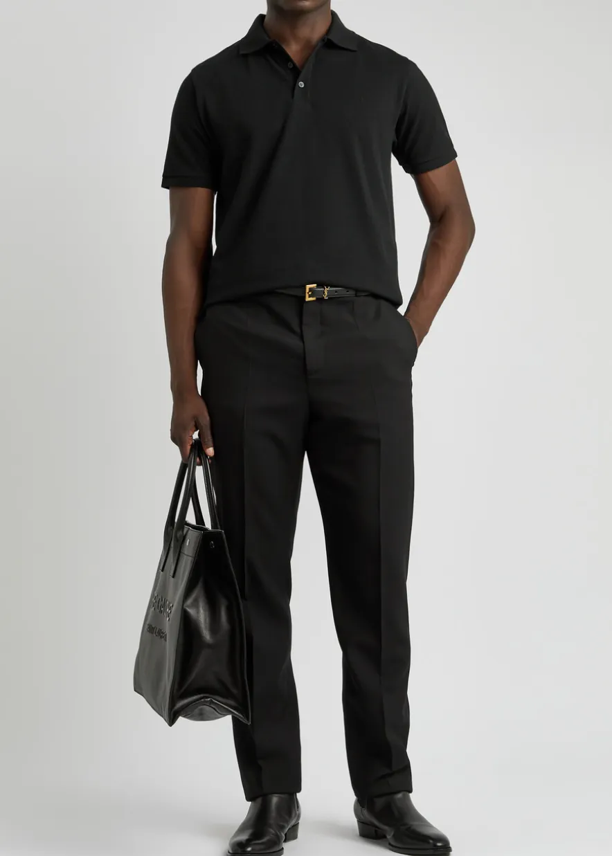 Logo-embroidered piqué cotton polo shirt
