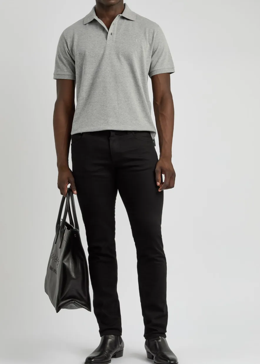 Logo-embroidered piqué cotton polo shirt