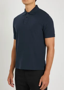 Logo-embroidered piqué cotton-blend polo shirt