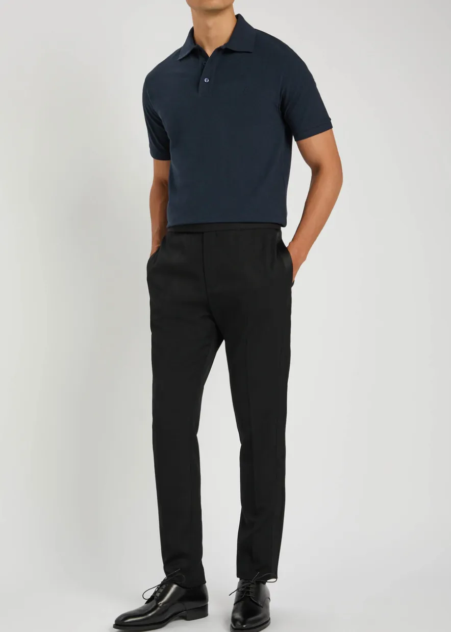 Logo-embroidered piqué cotton-blend polo shirt