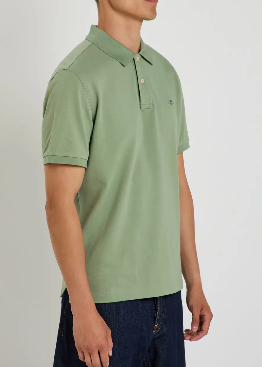 Logo-embroidered piqué cotton polo shirt