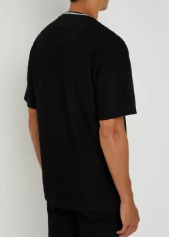 Logo-embroidered piqué cotton T-shirt