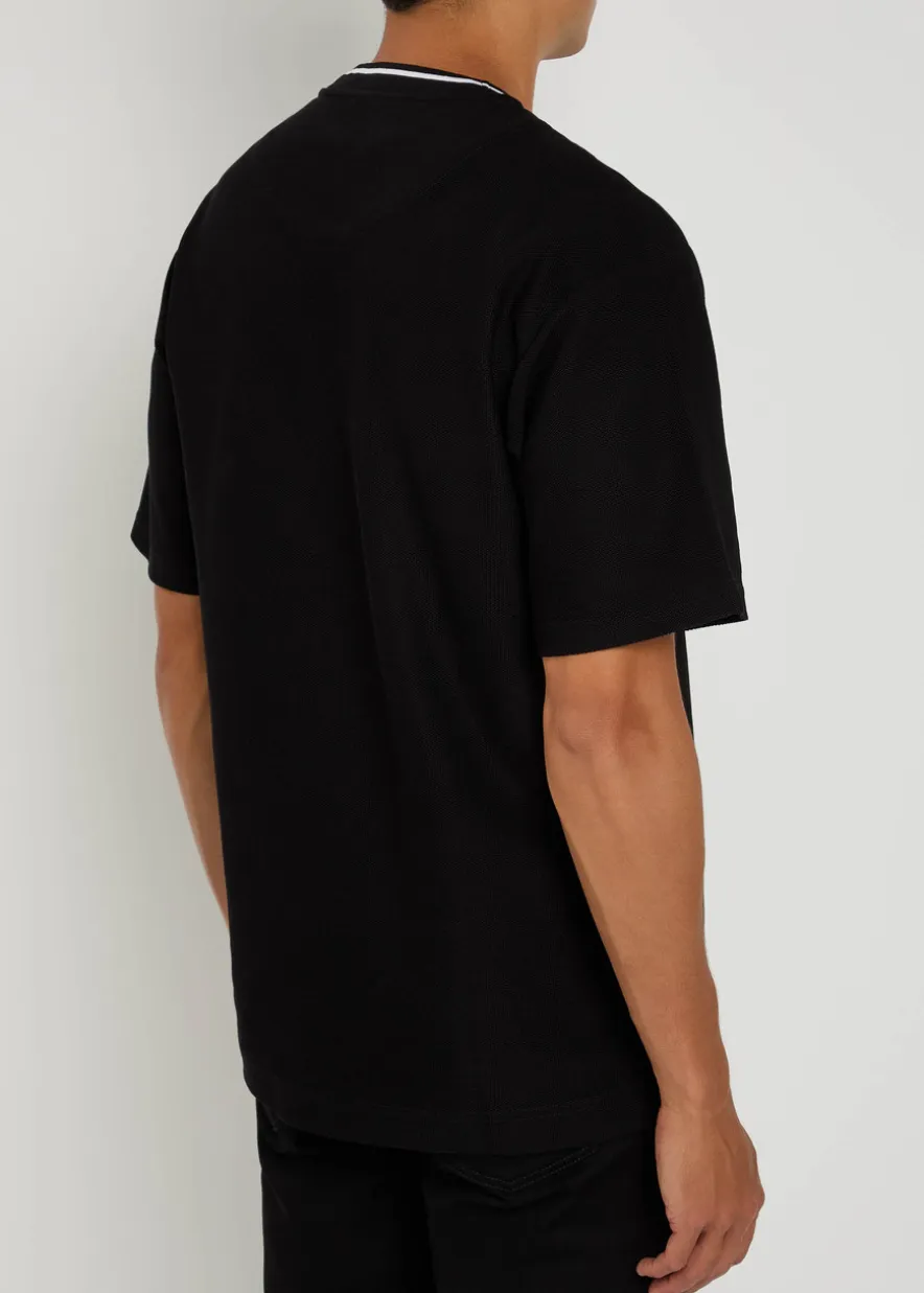 Logo-embroidered piqué cotton T-shirt