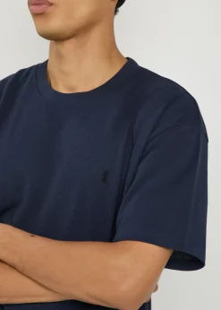 Logo-embroidered piqué cotton-blend T-shirt
