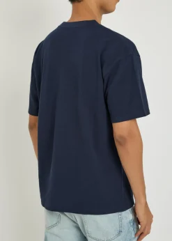Logo-embroidered piqué cotton-blend T-shirt