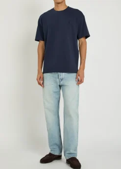 Logo-embroidered piqué cotton-blend T-shirt