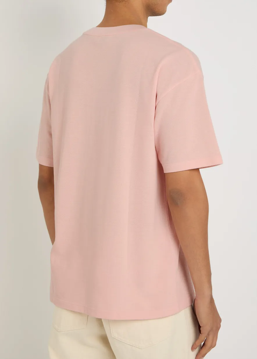 Logo-embroidered piqué cotton-blend T-shirt