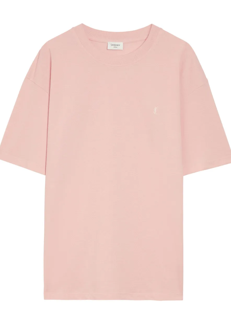 Logo-embroidered piqué cotton-blend T-shirt