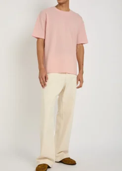 Logo-embroidered piqué cotton-blend T-shirt