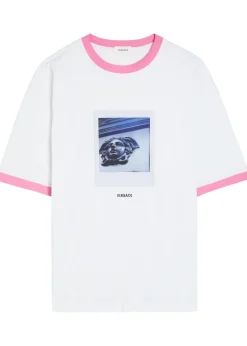 Logo-embroidered printed cotton T-shirt