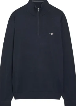 Logo-embroidered quarter-zip cotton jumper