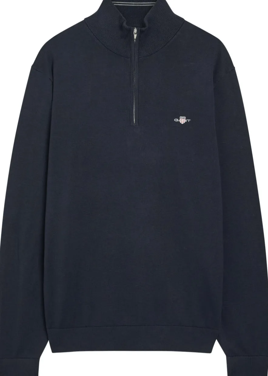 Logo-embroidered quarter-zip cotton jumper