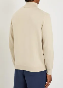 Logo-embroidered quarter-zip cotton jumper
