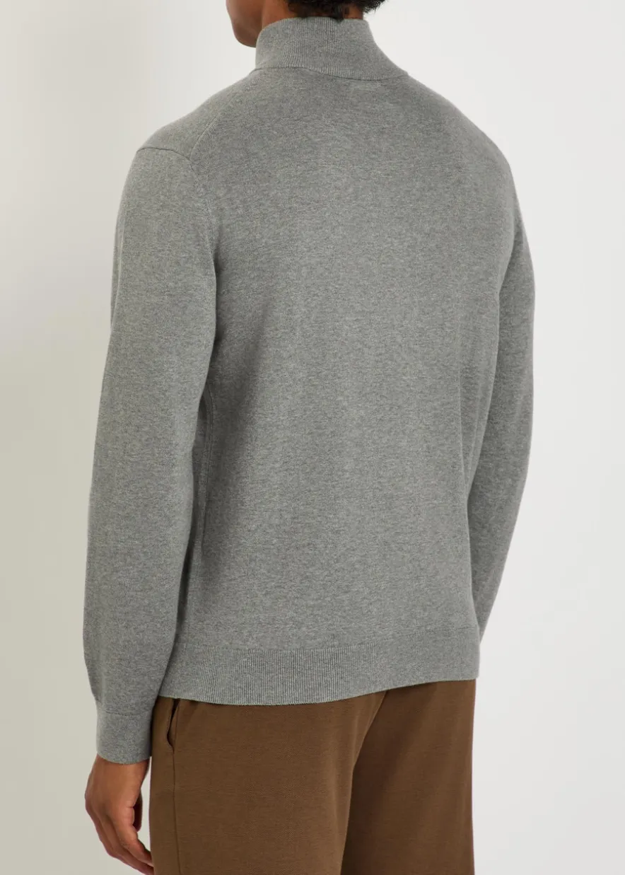 Logo-embroidered quarter-zip cotton jumper