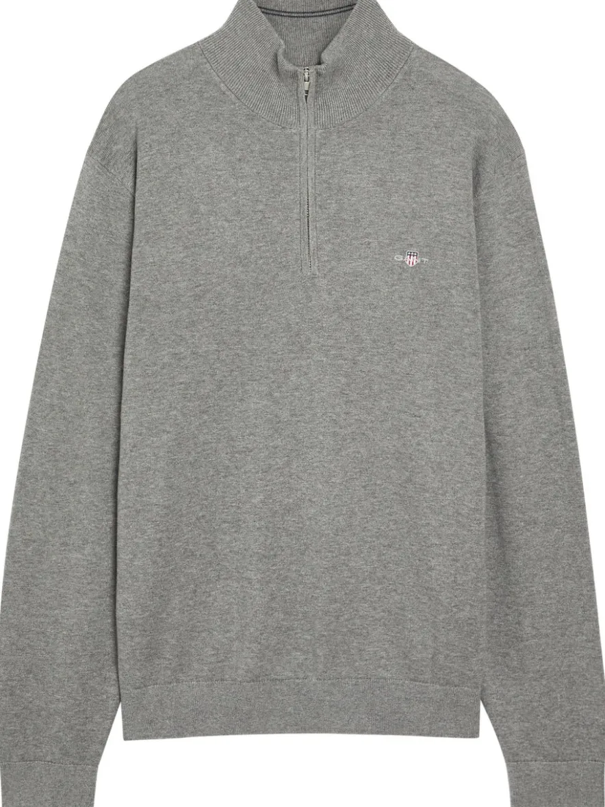 Logo-embroidered quarter-zip cotton jumper