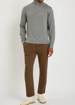 Logo-embroidered quarter-zip cotton jumper