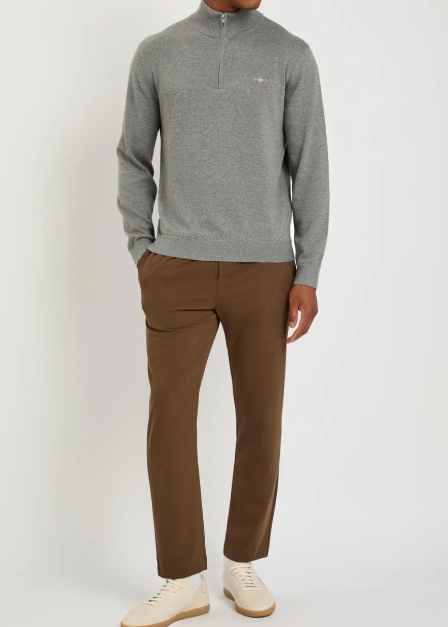 Logo-embroidered quarter-zip cotton jumper