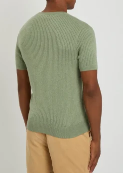 Logo-embroidered ribbed cotton-knit T-shirt