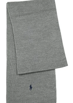 Logo-embroidered ribbed wool scarf