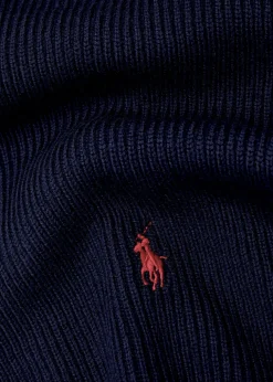 Logo-embroidered ribbed wool scarf