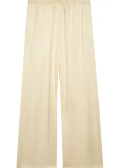 Logo-embroidered satin trousers