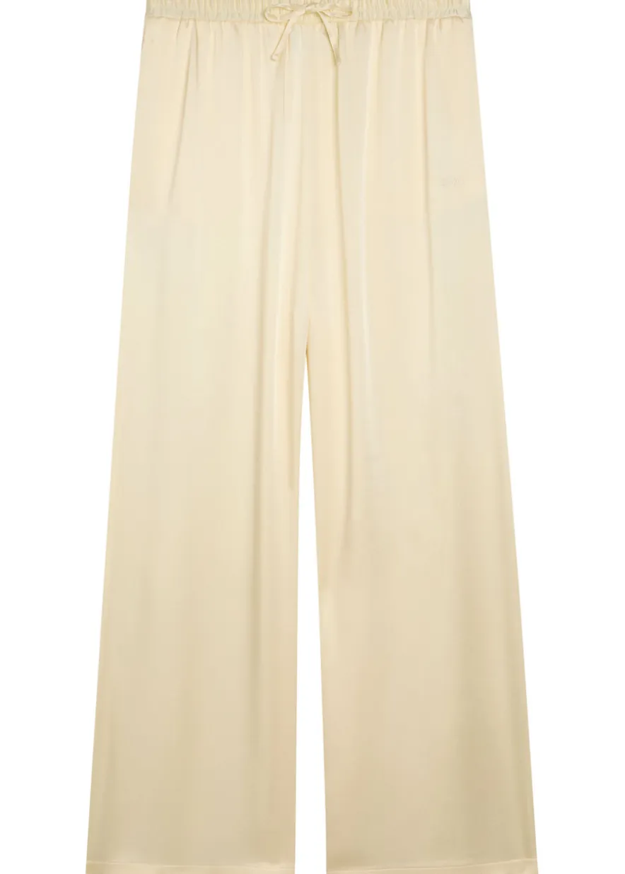 Logo-embroidered satin trousers