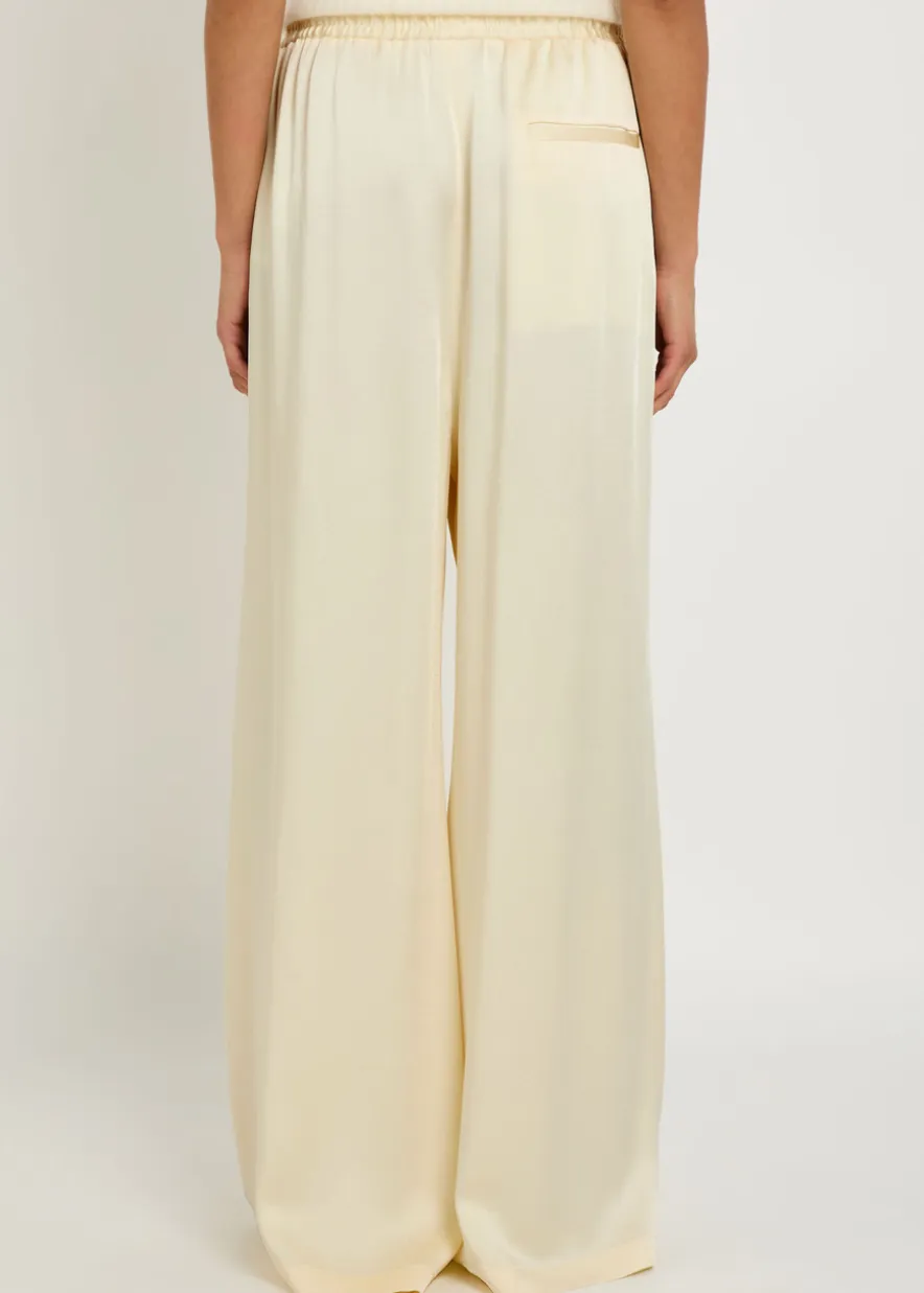 Logo-embroidered satin trousers