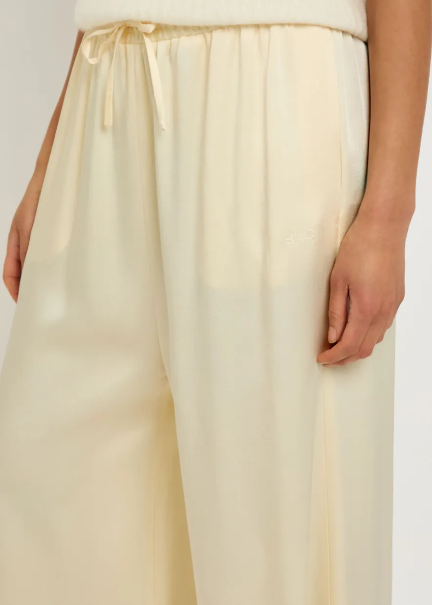 Logo-embroidered satin trousers
