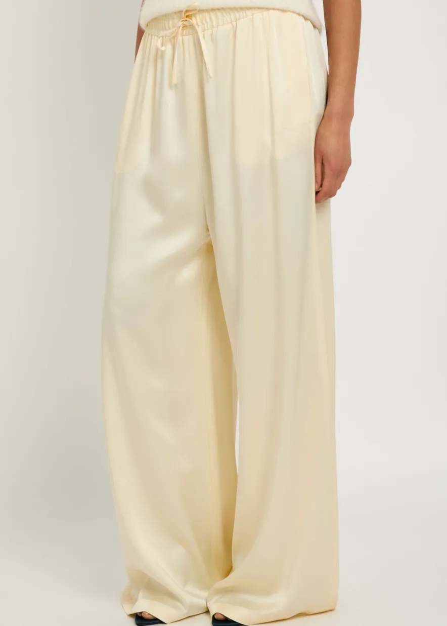 Logo-embroidered satin trousers