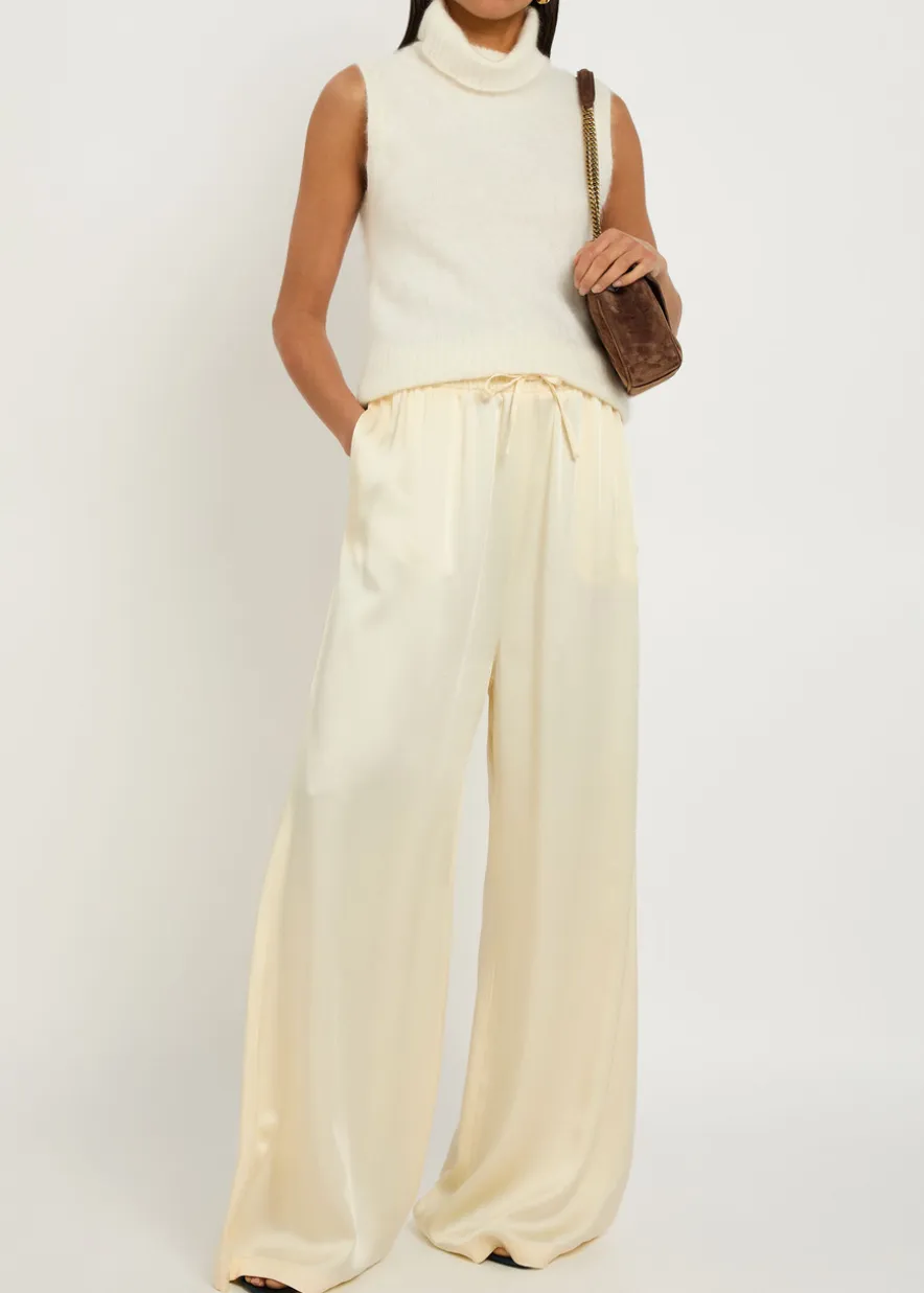 Logo-embroidered satin trousers