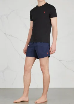Logo-embroidered shell swim shorts