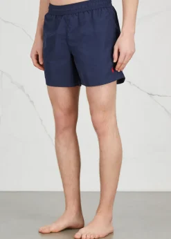Logo-embroidered shell swim shorts