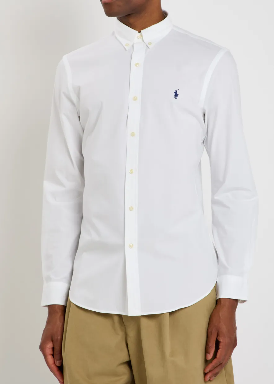 Logo-embroidered stretch-cotton shirt