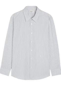 Logo-embroidered striped cotton-poplin shirt