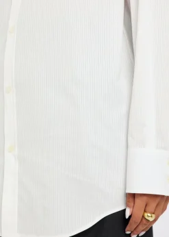 Logo-embroidered striped cotton shirt