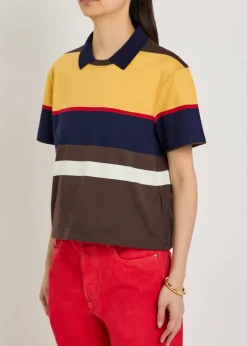 Logo-embroidered striped cotton polo T-shirt