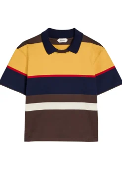 Logo-embroidered striped cotton polo T-shirt