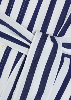 Logo-embroidered striped cotton-poplin midi shirt dress