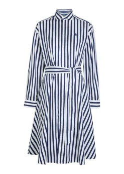 Logo-embroidered striped cotton-poplin midi shirt dress