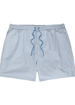 Logo-embroidered striped seersucker swim shorts