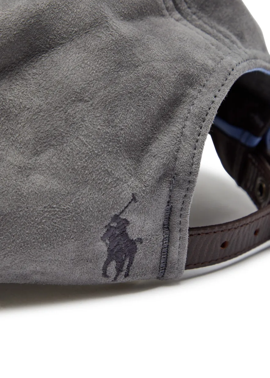 Logo-embroidered suede cap