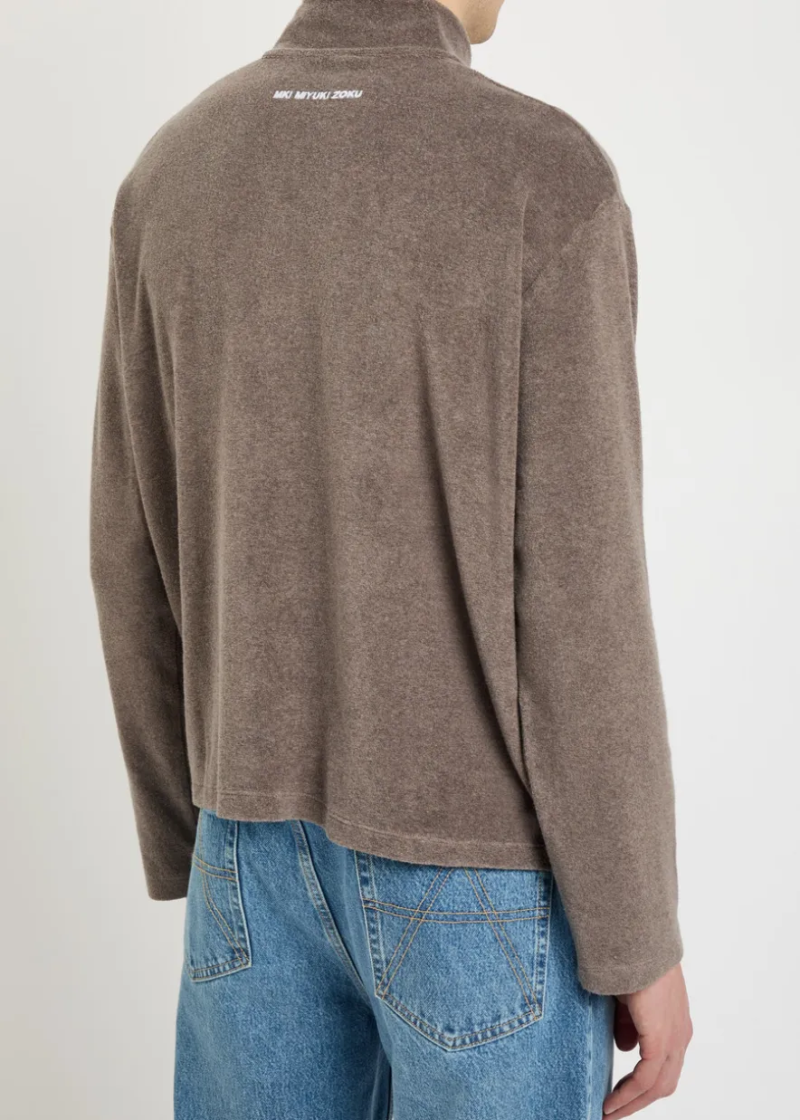Logo-embroidered terry half-zip sweatshirt