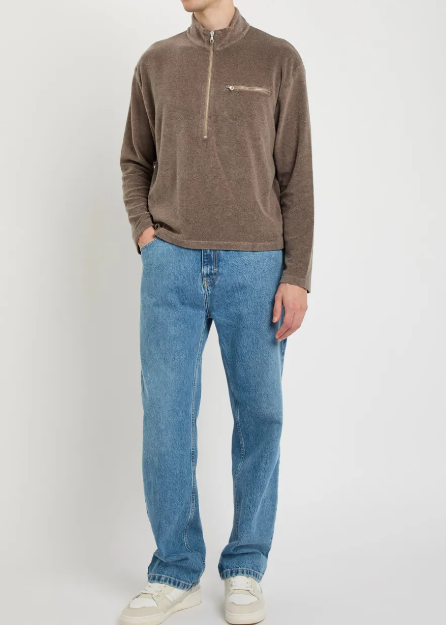 Logo-embroidered terry half-zip sweatshirt
